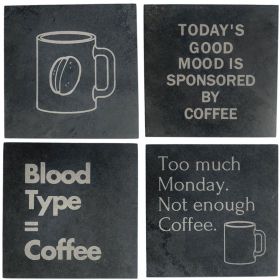 Coffee Slogan Coasters - Pick 4 designs