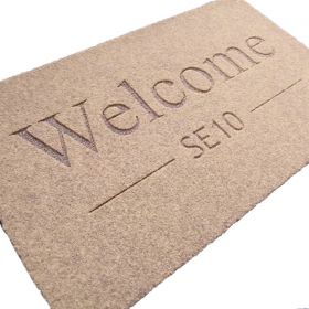 Postcode Welcome Doormat Golden Brown - Angle