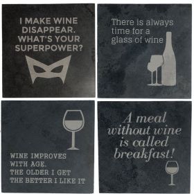Wine Slogan Coaster Set