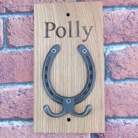 Personalised Stable Hooks in hand finished oak