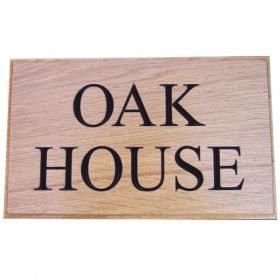 Carved Oak 2 row House Sign with Black Lettering