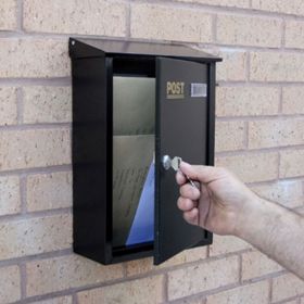 Personalised External Post Box | Black Steel Medium Size