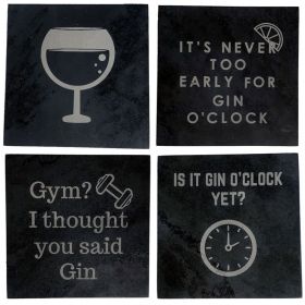 Gin Slogan Slate Coasters - Choose 4 Designs