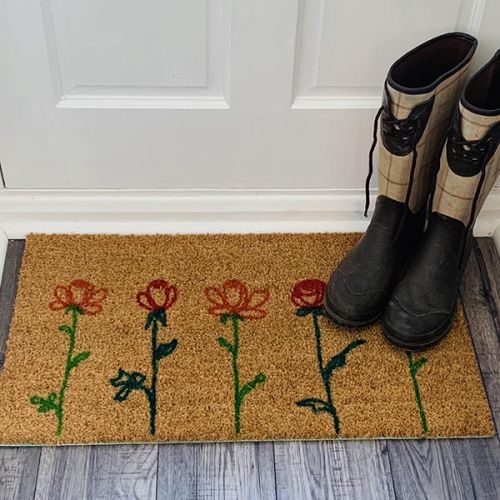 Libaoge Vintage Red Poppy Flower Trumpet Flower Print Doormat Welcome Mat Entrance Mat Indoor/Outdoor Door Mats Floor Mat Bath Mat