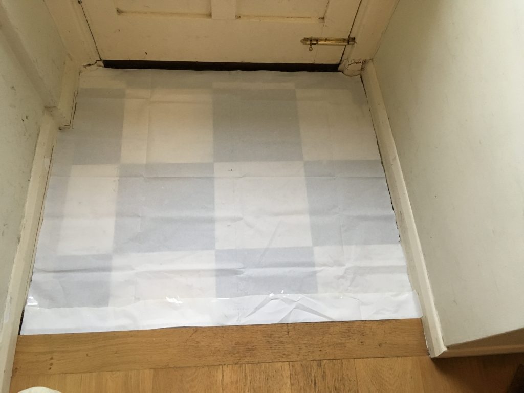 Custom Shaped Door Mat Template in-situ